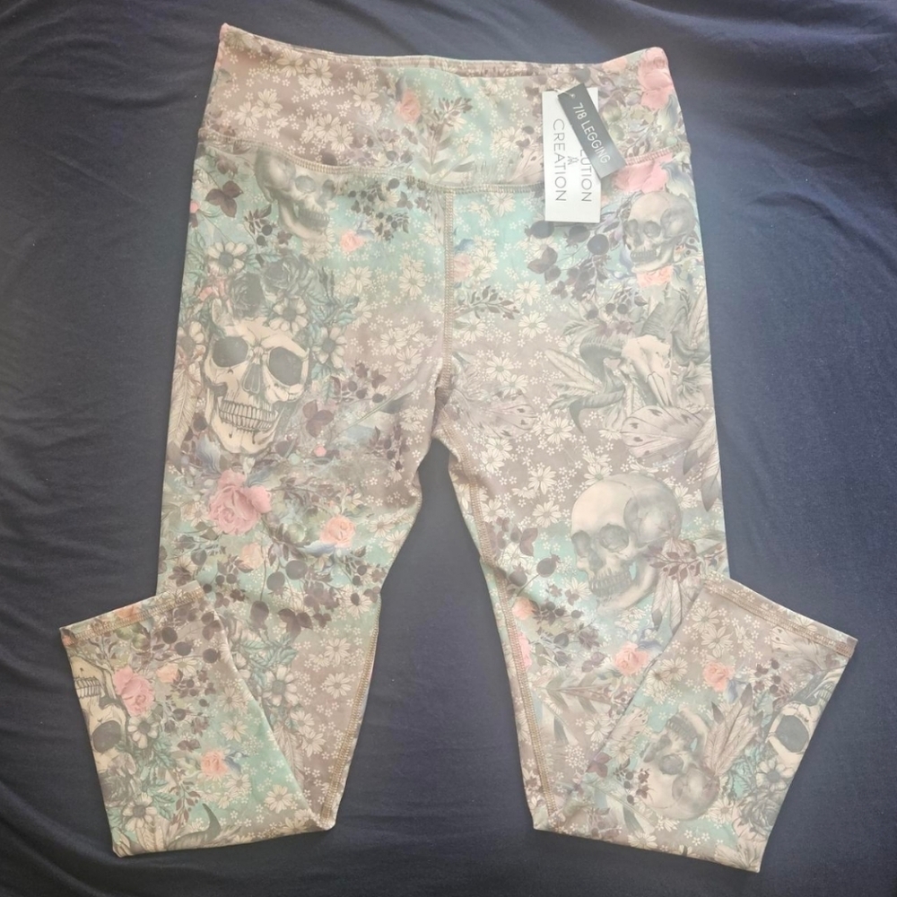 Evolution and Creation (EVCR) Skull and Floral Leggings Size Large